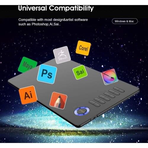 Drawing Tablet VEIKK A15 10x6 inch Graphic Pen Tablet with Battery-Free Passive Stylus and 12 Shortcut Keys