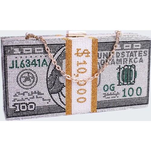 Crystal Money USD bags Dollar Design Luxury Diamond Evening Bags Party Purse Clutch Bags Wedding Dinner Bag Purses and Handbags