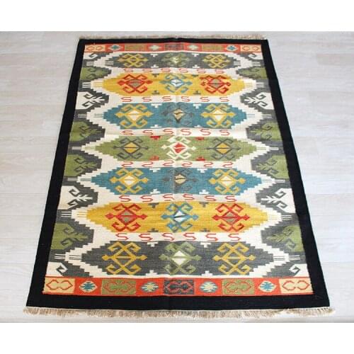 India Kilrim Kilim Nation Wind Wool Manual Weave Continuous System Rural A Living Room Tea Table Carpet