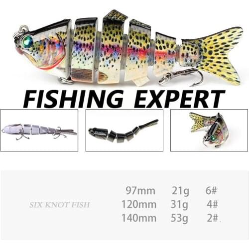 Multi Sections 6 Segments Simulation Fishing Lures 10cm 20g Jointed Wobbler Crankbait Artificial Hard Bait Hook Swimbait Tackle