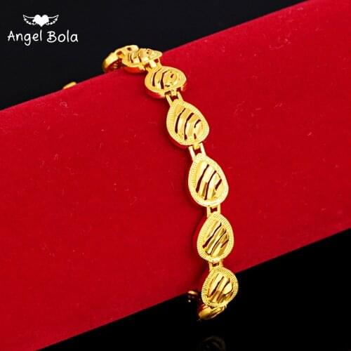 Islamic Muslim New Fashion Women Gold Dubai Ethiopian Drop Shaped Bracelet Arab Bride Wedding Jewelry Charm Lady Gift Wholesale
