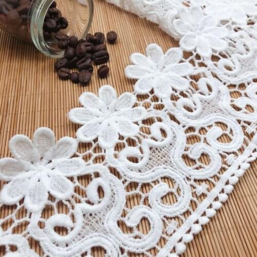 Exquisite White Polyester Cotton Embroidery Wide Ribbon Lace Collar Decoration DIY Dress Curtains Hat Sewing Supplies HB013
