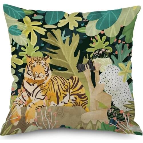 Cartoon Girl Nordic short plush Pillow Case Polyester Decorative Throw Pillow Cover Square style-4