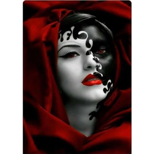 Red woman face diamond embroidery water color animals diamond painting wall stickers full square diamond mosaic portrait,EE1646