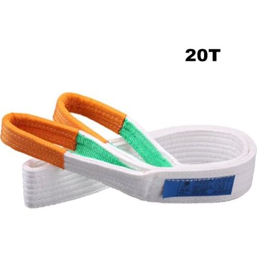 20T White Flat Lifting Webbing Sling Industrial High Strength Cargo Hoisting Belt Webbing Tape Belt Sling Fabric Strap