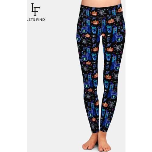 LETSFIND New Arrival 3D Halloween Party Pattern Digital Print Women Fitness Warm Leggings High Waist Plus Size Soft Slim Pants