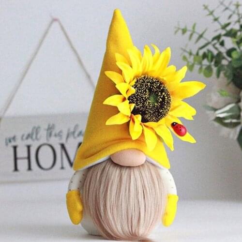 Cute Bee Gnome Doll Sunflower Plush Doll Spring Gnomes Holiday Home Decoration Bumble Faceless Doll Ornament