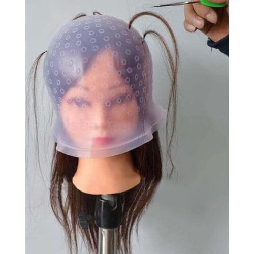 Reusable Silicone Hair Salon Cap Hair Coloring Highlighting Tipping Bleach Dye Cap + Metal Hook For Hairdressing Styling Tools