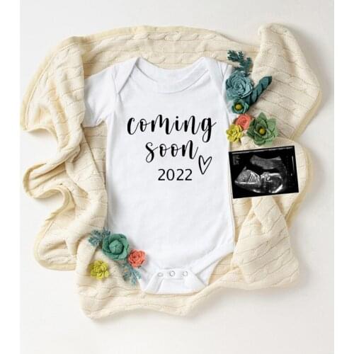 2022 Pregnancy Announcement Boys Girls Bodysuit Baby Coming Soon 2022 Ropa Outfit Summer Short Sleeve Cotton Baby Oneises Romper
