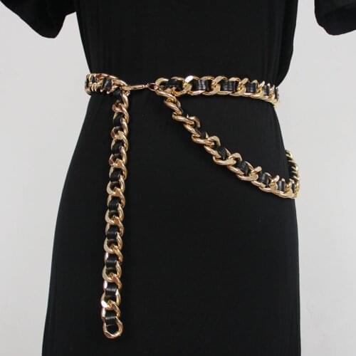 Fashion show metal waist chain heavy industry chain retro double rope black gold chain belt atmosphere skirt chain