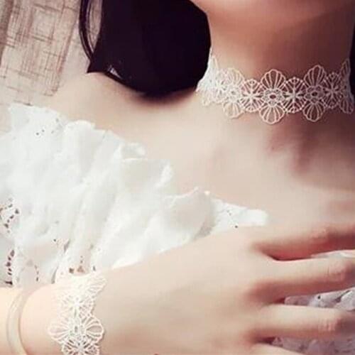 Fashion Black/white Lace Tattoo Choker Necklace For Women Elegant Black Hollow Flower Gothic Jewelry Collar