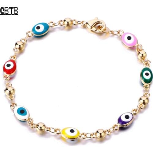 Fashion Gilded Blue Evil Eye Crystal Muslim Islam Lady Charm Bracelet Turkey Blue Eye Jewelry Bracelet Wholesale