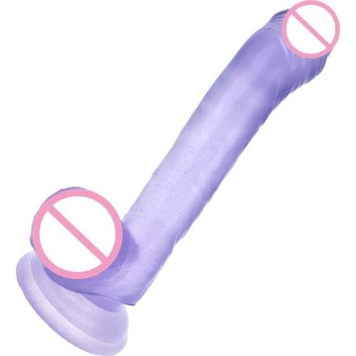 Soft Realistic Dildo 19*3cm Suction Cup Dildo Blue Crystal Color Dildo, Erotic Jelly Dildo Conslador Adult Sex Toys for Woman