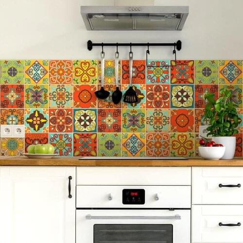 Packaging 16 tile Stickers size 15 X15 cm - Made in Italy PVC bathroom & kitchen Stickers design-Favignana