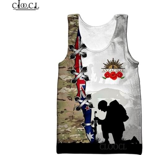 CLOOCL Newest Popular Anzac Day Tank Top Gym 3D Print Tank Top Men Women Streetwear Vest Bodybuilding Shirt Drop Shipping