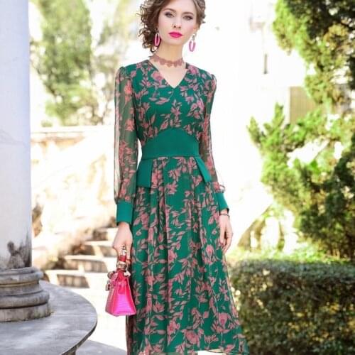 Summer 2021 new womanliness print Club Long dress Plus code Women Casual Chiffon Dress 3xl Retro Slim sexy Holiday party dresses