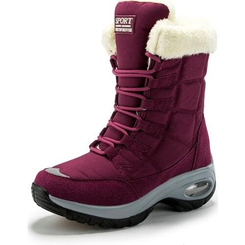 New Winter Women Boots High Quality Keep Warm Mid-Calf Snow Boots Women Lace-up Comfortable Ladies Boots Chaussures Femmev