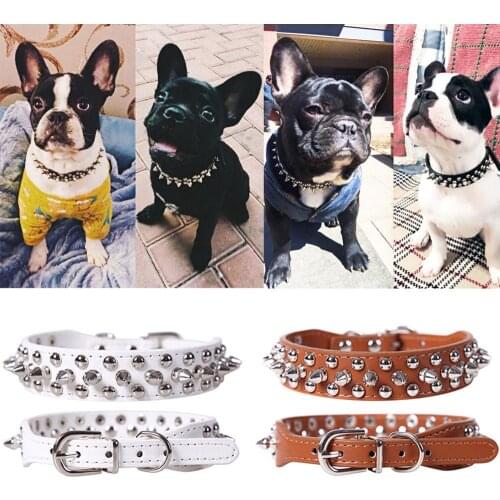 New Brand Funny Pet Pu Leather Collar Dog Rivets Self-Protection Collars Adjustable Spiked Studded Rivets Puppy Small Pet Collar