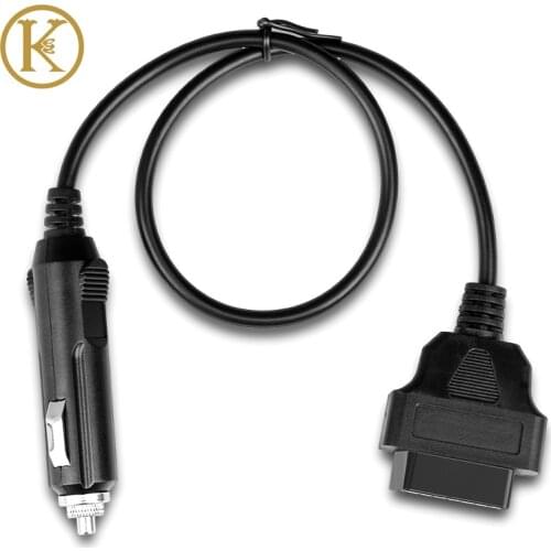 New OBD2 Connector OBDII 16 Pin Female Adapter To Cigarette Lighter Plug Cable OBD2 40CM 12V DC Power Supply Adapter Cable