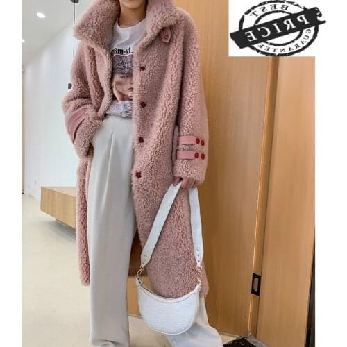 Real Fur Coat Female Vintage Long Sheep Shearing Jacket Women Winter Clothes 2021 Korean 100% Wool Coat Elegant Tops 20a2
