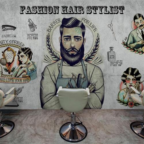 Personalized Custom Barber Shop Mural Wall Paper 3D Hair Salon Makeup Store Large Gray Cement Wall Background Wallpaper 3D