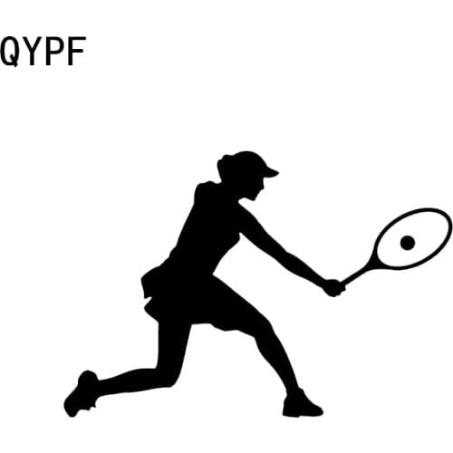 QYPF 14*9.6CM Interesting Female Tennis Player Decor Car Sticker Vinyl Extreme Movement Graphic C16-1593
