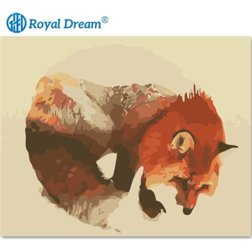 ROYALDREAM Mountain Forest Firefox DIY Painting By Numbers Handpainted Canvas Painting Home Wall Art Picture For Living Room