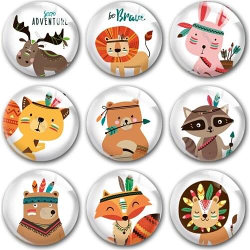 Handmade Stay wild cartoon animals be brave Round photo glass cabochons demo flat back DIY jewlery Making findings accessory