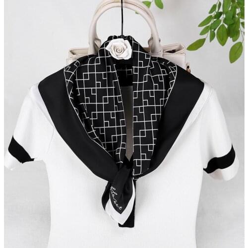 Silk Scarf Women Bandana Multifunction Silk Satin Small Square Shawls Handle Bag Ribbon 2021 New Lady Office Foulard Neckerchief