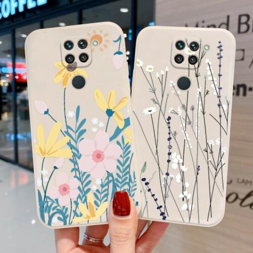 Silion Case for Xiaomi Redmi Note 9 Cases Redmi Note 10 9 Pro 8 9S 9C NFC 10X Shell Flower Painted Len Protection Cover Fundas