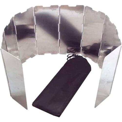 Yofeil 10 Plates Foldable Outdoor Camping Cooking Cooker Gas Stove Wind Shield Screens Aluminium Alloy Windshield