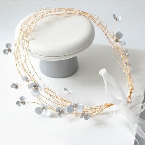 Sweet And Romantic Fairy Headband Trendy Bridal Flower Faux Pearl Luxury Headdress Wedding Hair Accessories For Girls