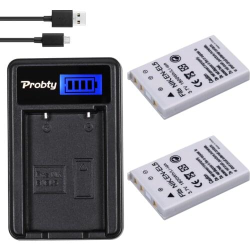 PROBTY 2pcs 1800mAh EN-EL5 EN EL5 ENEL5 Battery + LCD USB Charger For NIKON Coolpix 3700 4200 P5000 5200 5900 7900 S10 P3 P4