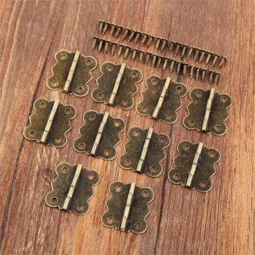 10Pcs Antique Cabinet Furniture Hinges Jewelry Wooden Boxes 4 Hole Butterfly Vintage Hinge Furniture Fittings For Door Cabinets
