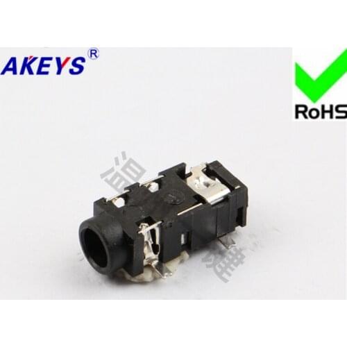 10 PCS PJ-327A Silver-plated 3.5 Headphone Socket 5-foot Patch 2 Power Socket Base with Fixed-point Fixed-foot