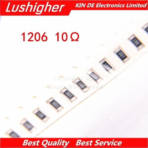 100PCS 1206 SMD Resistor 5% 10 Ohm 100 10.0ohm 10R0