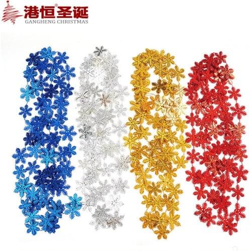 2.4 m.3.5 cm bright electroplated snowflake shape Christmas chain string Christmas decorations 70g