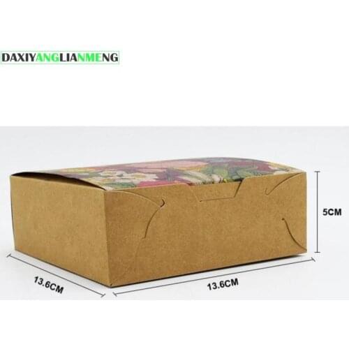 20pcs/pack: 13.5x13.5x5cm flowers 4PACK Cake Box Food Paper Packing Free shipping kraft cardboard boxes paper box