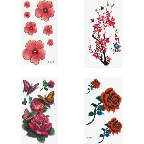 3D Flowers Tattoo Stickers Waterproof Temporary Water Transfer Stickers Fake Body Art Tattoo Stickers For Arm Leg Beauty Decals