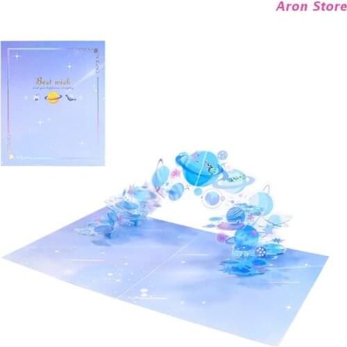 3D Pop-up Christmas Crystal Planet Greeting Cards Birthday Postcards Invitations