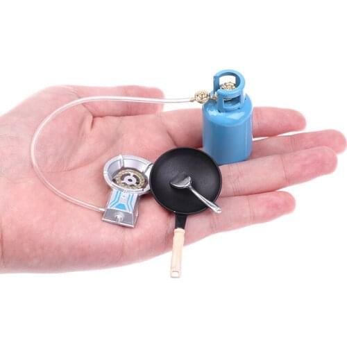 4Pcs/Set 1/12 Dollhouse Miniature Kitchen Alloy Gas Stove Tank Utensils Tool Toy Dollhouse Utensil Toy For Kids