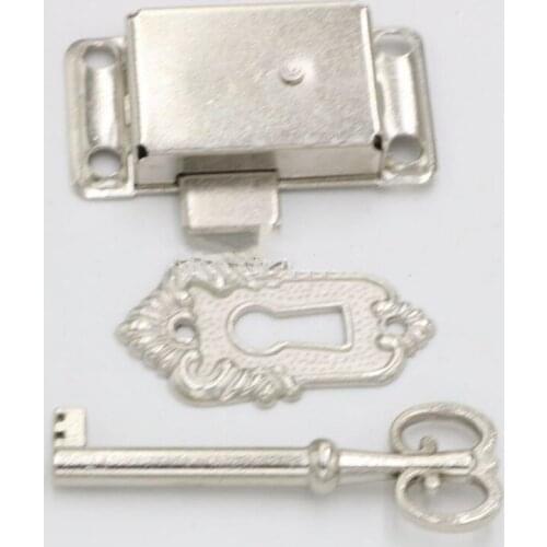 Antique Iron Door Lock Drawer Jewelry Wooden Box Cabinet Cabinet Door Lock + Key Furniture Hardware Dual Color Optional