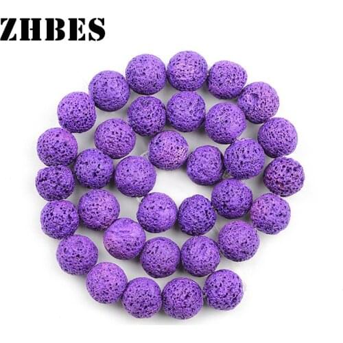 Natural Purple Lava Stone Beads Volcanic Rock Spacer 4/6/8/10/12MM Round Loose Beads For Jewelry Making Bracelet DIY Accessories