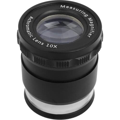 Cylindrical Adjustable Portable Pocket Magnifier Optical Glass Lens Magnifying Glass with Scale and 8 LED Light 10x Loupe