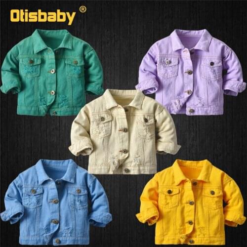 Children Candy Hollow Denim Jacket for Girls Autumn Coat 0 to 8 Years Overalls Boy Windbreaker Outerwear Jackets School Clothes