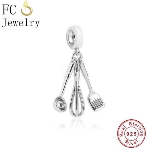 FC Jewelry Fit Original Charm Bracelet Authentic 925 Sterling Silver Spoon Fork Egg Beater Bkitchen ead Making Berloque 2021 New