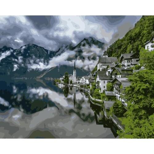 MaHuaf-i713 Salzkammergut DIY painting by Numbers animal Hand-painted canvas oil paintings for Children Room home Decor