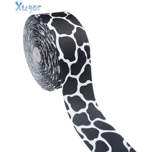 Xugar 2 Yards 75mm Cow Pattern Ribbon Grosgrain Ribbon For DIY Crafts Materials Party Decoration Home Decoration Accessories