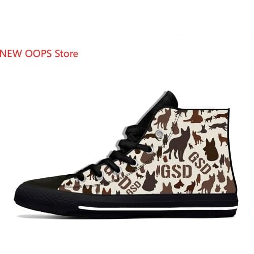 German shepherd dog Animal Cut kawaii Harajuku Fashion Lightweight High Top Canvas Shoes Men Women Casual Breathable Sneakers
