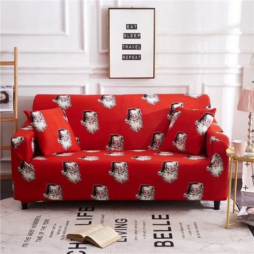 Lychee Christmas Decor Sofa Cover Stretch Elastic Couch Cover Universal Sectional Slipcover for Living Room 1/2/3/4 Seater